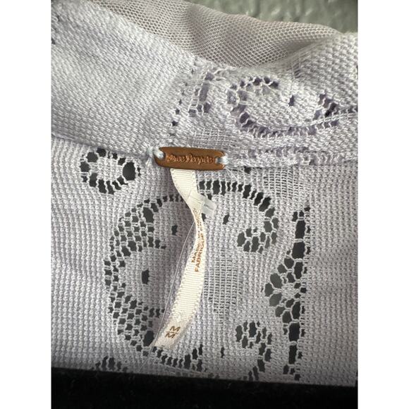 Women's Free People Madonna Cropped Lace Blouse Ruffle Sleeves Top size M Fairy - Picture 3 of 5